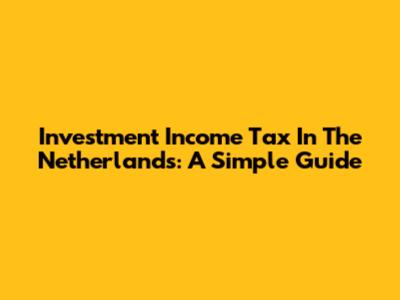Investment Income Tax In The Netherlands: A Simple Guide