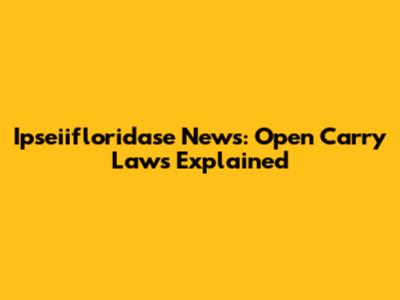 Ipseiifloridase News: Open Carry Laws Explained
