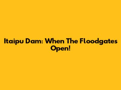 Itaipu Dam: When The Floodgates Open!