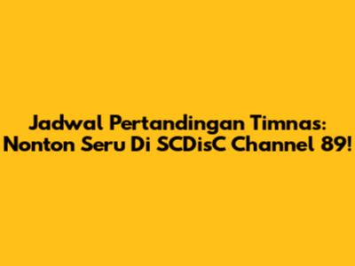 Jadwal Pertandingan Timnas: Nonton Seru Di SCDisC Channel 89!