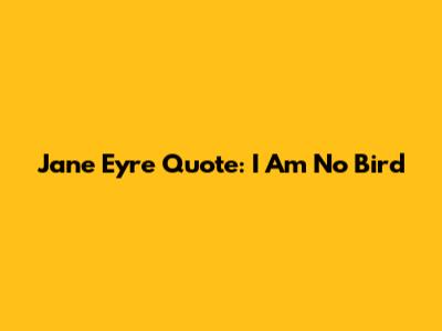 Jane Eyre Quote: "I Am No Bird"