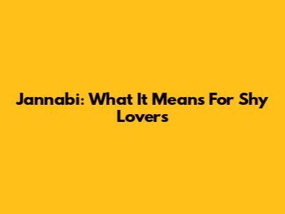 Jannabi: What It Means For Shy Lovers