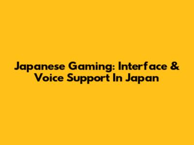 Japanese Gaming: Interface & Voice Support In Japan