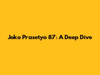Joko Prasetyo 87: A Deep Dive