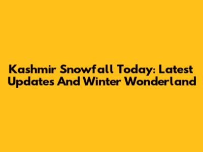 Kashmir Snowfall Today: Latest Updates And Winter Wonderland