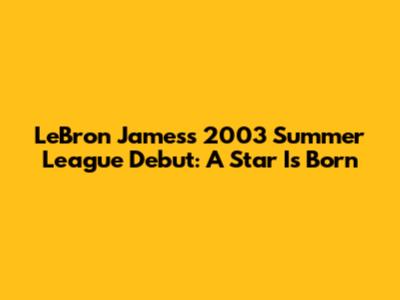 LeBron James's 2003 Summer League Debut: A Star Is Born