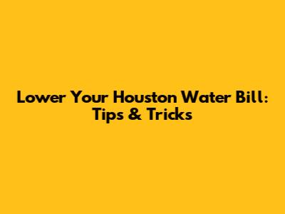 Lower Your Houston Water Bill: Tips & Tricks