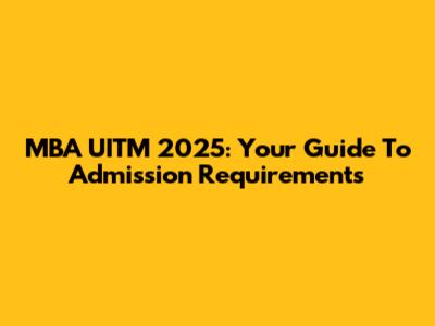 MBA UITM 2025: Your Guide To Admission Requirements