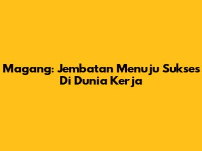 Magang: Jembatan Menuju Sukses Di Dunia Kerja