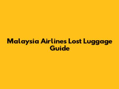 Malaysia Airlines Lost Luggage Guide