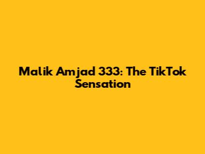 Malik Amjad 333: The TikTok Sensation