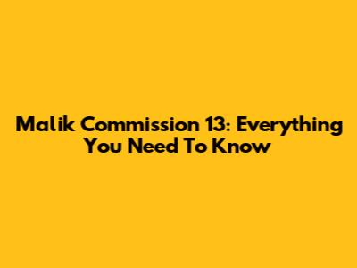 Malik Commission 13: Everything You Need To Know