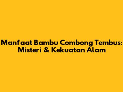 Manfaat Bambu Combong Tembus: Misteri & Kekuatan Alam