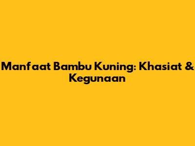Manfaat Bambu Kuning: Khasiat & Kegunaan