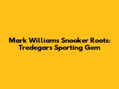 Mark Williams' Snooker Roots: Tredegar's Sporting Gem