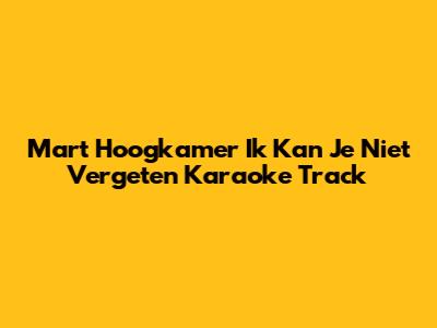 Mart Hoogkamer Ik Kan Je Niet Vergeten Karaoke Track