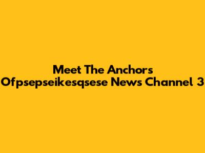 Meet The Anchors Ofpsepseikesqsese News Channel 3