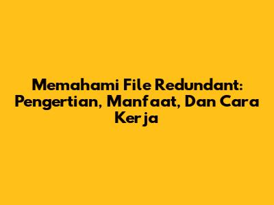 Memahami File Redundant: Pengertian, Manfaat, Dan Cara Kerja
