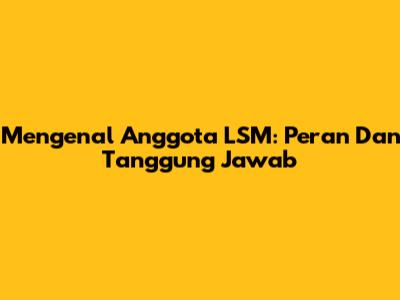 Mengenal Anggota LSM: Peran Dan Tanggung Jawab