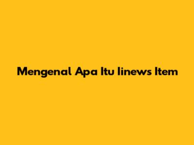 Mengenal Apa Itu Iinews Item