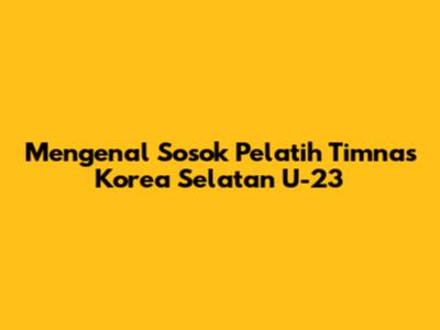 Mengenal Sosok Pelatih Timnas Korea Selatan U-23