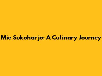 Mie Sukoharjo: A Culinary Journey