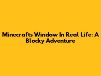 Minecraft's Window In Real Life: A Blocky Adventure