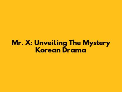 Mr. X: Unveiling The Mystery Korean Drama