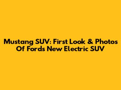 Mustang SUV: First Look & Photos Of Ford's New Electric SUV