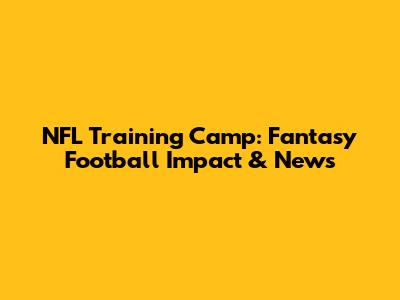 NFL Training Camp: Fantasy Football Impact & News