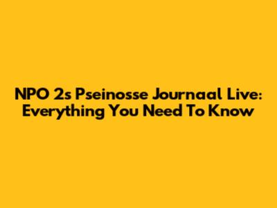 NPO 2's 'Pseinosse Journaal Live': Everything You Need To Know