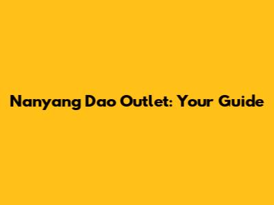 Nanyang Dao Outlet: Your Guide