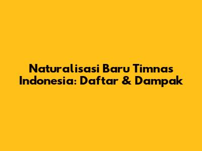 Naturalisasi Baru Timnas Indonesia: Daftar & Dampak