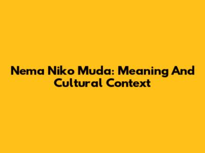 Nema Niko Muda: Meaning And Cultural Context