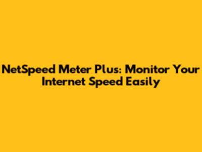 NetSpeed Meter Plus: Monitor Your Internet Speed Easily