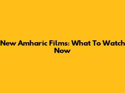New Amharic Films: What To Watch Now
