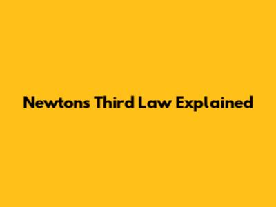 Newton's Third Law Explained