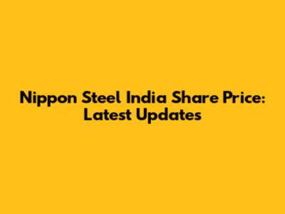 Nippon Steel India Share Price: Latest Updates