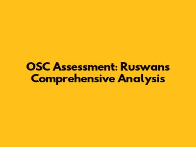 OSC Assessment: Ruswan's Comprehensive Analysis