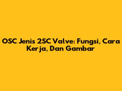 OSC Jenis 2SC Valve: Fungsi, Cara Kerja, Dan Gambar