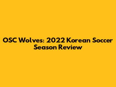 OSC Wolves: 2022 Korean Soccer Season Review