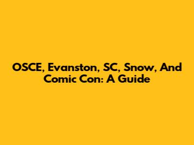OSCE, Evanston, SC, Snow, And Comic Con: A Guide