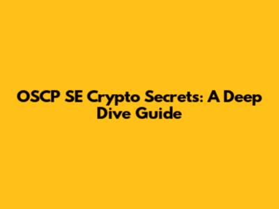 OSCP SE Crypto Secrets: A Deep Dive Guide