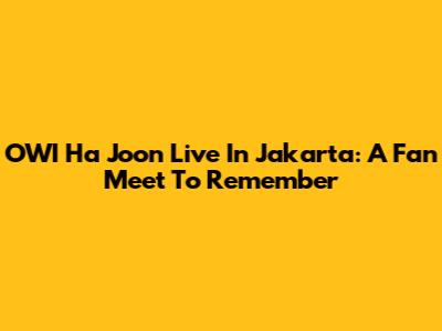 OWI Ha Joon Live In Jakarta: A Fan Meet To Remember