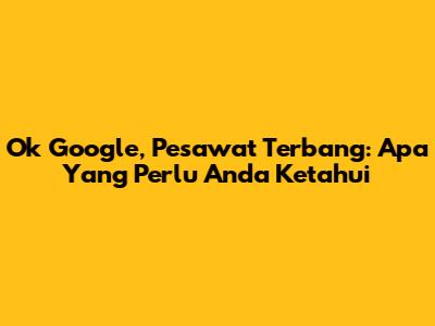 Ok Google, Pesawat Terbang: Apa Yang Perlu Anda Ketahui