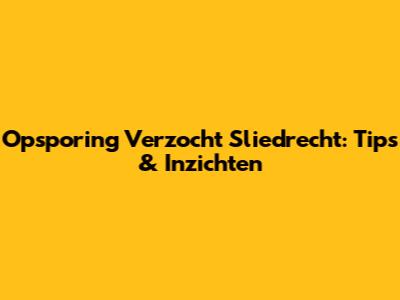 Opsporing Verzocht Sliedrecht: Tips & Inzichten