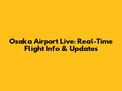 Osaka Airport Live: Real-Time Flight Info & Updates