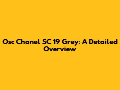 Osc Chanel SC 19 Grey: A Detailed Overview