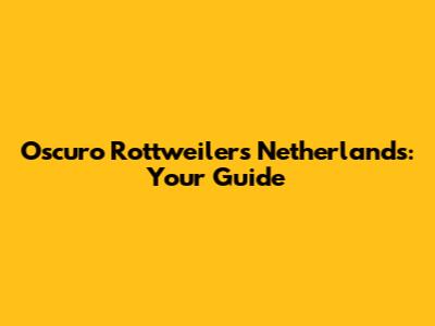Oscuro Rottweilers Netherlands: Your Guide