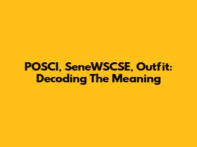 POSCI, SeneWSCSE, Outfit: Decoding The Meaning